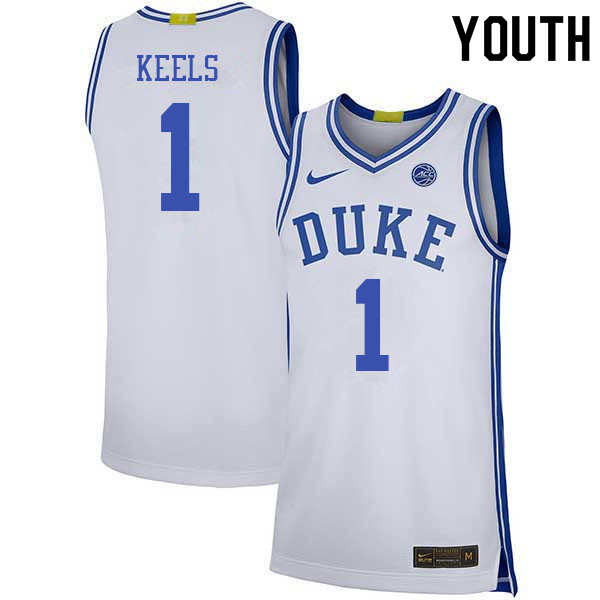 Youth #1 Trevor Keels Duke Blue Devils College Basketball Jerseys Sale-White - Click Image to Close